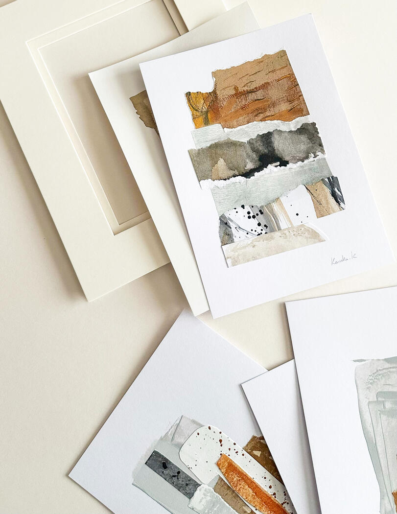 original abstract collage art in neutral, earthy colours