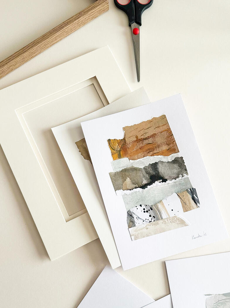 original abstract collage art in neutral, earthy colours